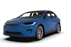 Tesla Model X Mud Flap - Front + Rear - Rally Armor - UR Premium Urethane - Black w/Blue Logo - `22-`26 Tesla Model X Mud Flap - Front + Rear - Rally Armor - UR Premium Urethane - Black w/Blue Logo - `22-`26
